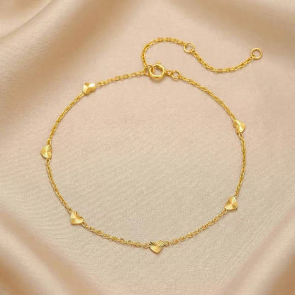 Glamon Golden Love Anklet – Waterproof Heart Chain Ankle Bracelet for Her