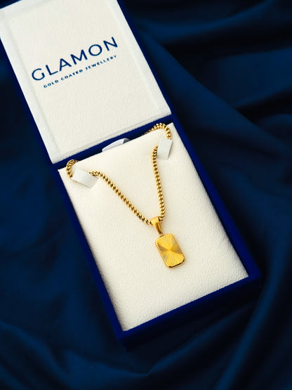Glamon Solaris Necklace – Premium Gold Coated Pendant with 3mm Franco Chain for Men | Waterproof Stainless Steel