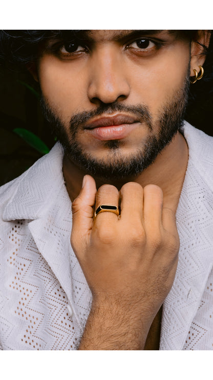 Glamon BlackWave Ring Gold Coated High Quality Premium finished Ring For Men