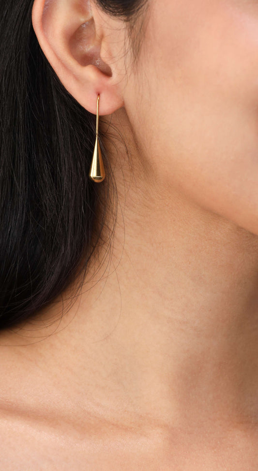Glamon Golden Thread Earrings – Slim Drop Gold Coated Minimal Luxury Earrings for Women Sri Lanka