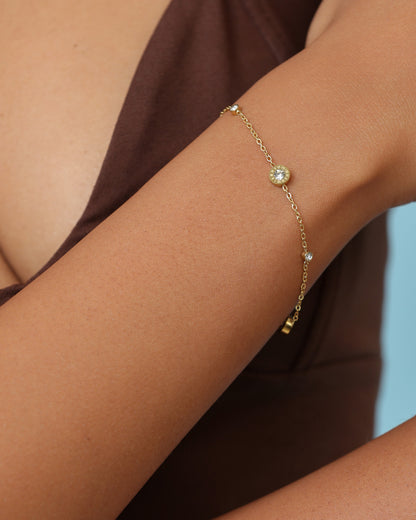 Glamon White Zircon Roman Bracelet – Gold-Coated Waterproof 316L Stainless Steel Bracelet for Women