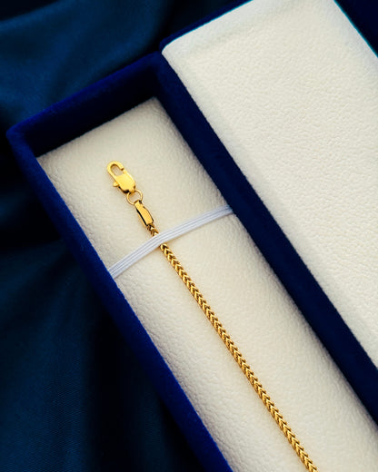 Glamon Signature 2mm Diamond-Cut Franco Bracelet | Unisex Gold-Coated Stainless Steel Waterproof Bracelet