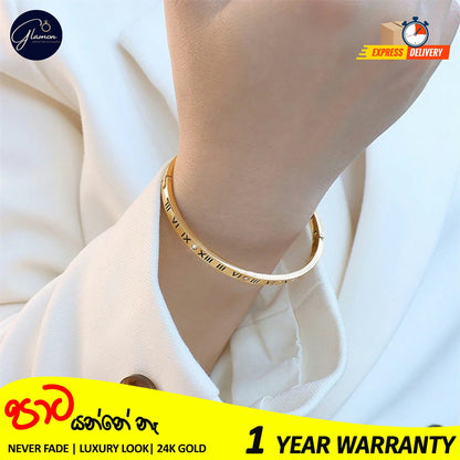 Luxury Roman Numerals Bracelet For Girls High Quality Elegant Bangle For Women Gold Jewellery Stainless Steel Cartier Bangles For Girls Wedding Beslet For Girls CZ Rhinestone Bracelets & Bangles For Women Gifts For Girlfriend