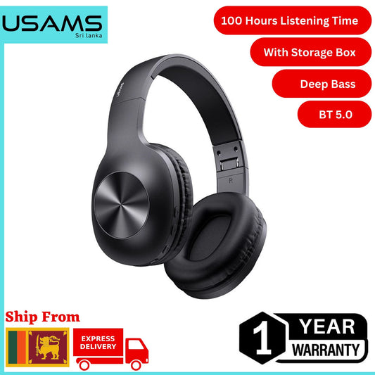 USAMS YX05 HIFI Deep Bass Stereo Earphones Headphones Headsets with Mic 100hrs Listening Noise Cancelling Wireless Headphones For iphone Andriod - With Storage Box