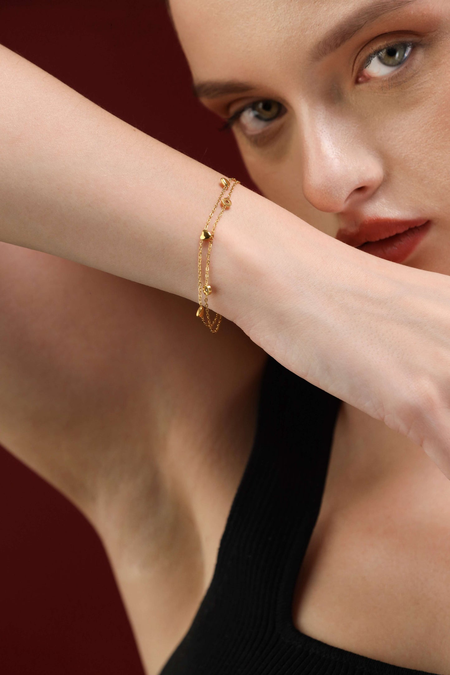 Glamon Aurelia Heart Bracelet – Gold Coated Luxury Charm Bracelet for Women Sri Lanka