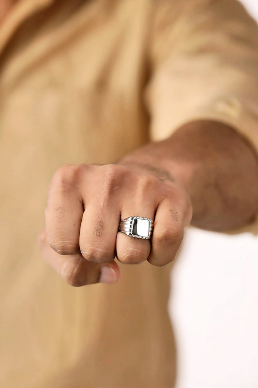 Glamon Reflect Ring – Luxury Silver Ring for Men High Quality 316L Stainless Steel Waterproof Mens Rings