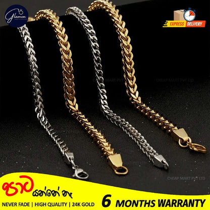 Diamond cut franco chain 3mm Thick Stainless Steel Necklace for men women Gold/Silver/Black chain