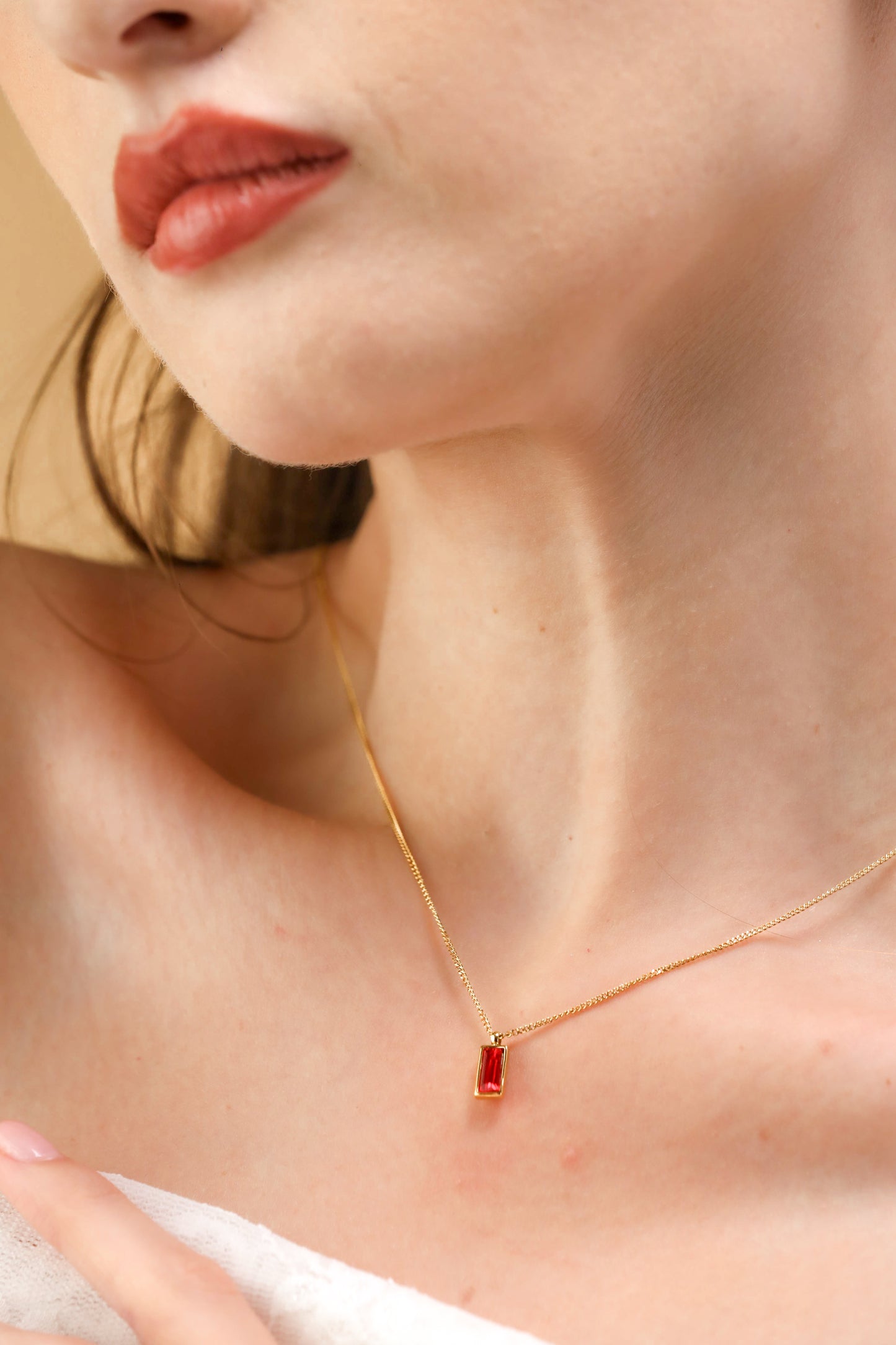 Glamon Minimalist Simple Rectangle Square Zircon Necklace For Girls Birthday Gift