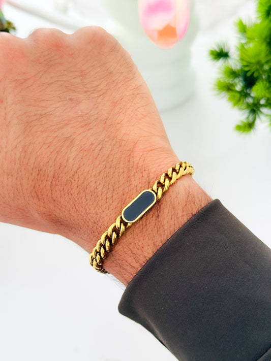 Glamon Midnight Luxe Gold Coated Bracelet for Men – 316L Stainless Steel Waterproof Curb Chain Bracelet | Luxury Gift for Boyfriend, Birthday & Anniversary Gift Sri Lanka