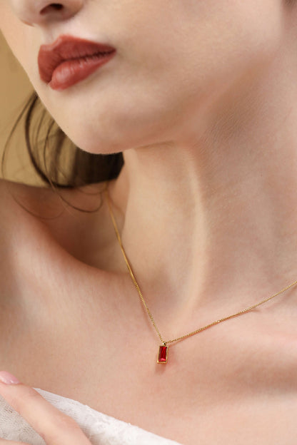 Glamon Minimalist Simple Rectangle Square Zircon Necklace For Girls Birthday Gift
