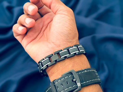 Glamon ZYGMA PRIME BLACK Name Engraved Bracelet for Men | Premium Luxury Mens Gift