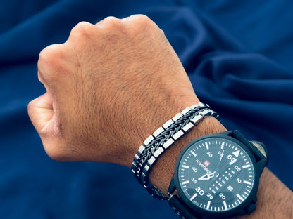 Glamon Titan Weave Bracelet – Dual Tone Silver