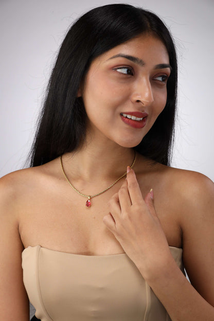 Elegant Birthstone Necklace Gold Coated – Rope Chain Jewelry Gift for Her Sri Lanka