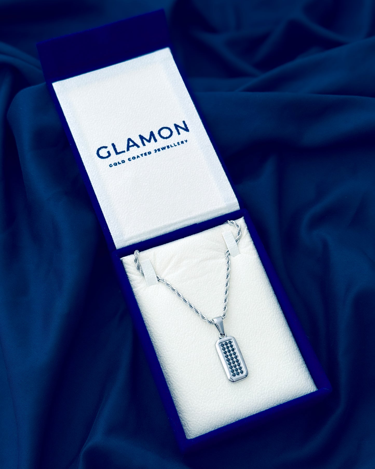 Glamon Luxury Matrix Pendant Necklace with 3mm Silver Rope Chain 316L Stainless Steel Necklace for Men