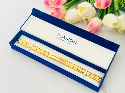 Glamon Alpha Band-Gold Edition-Customized Name Bracelet Gift For Men