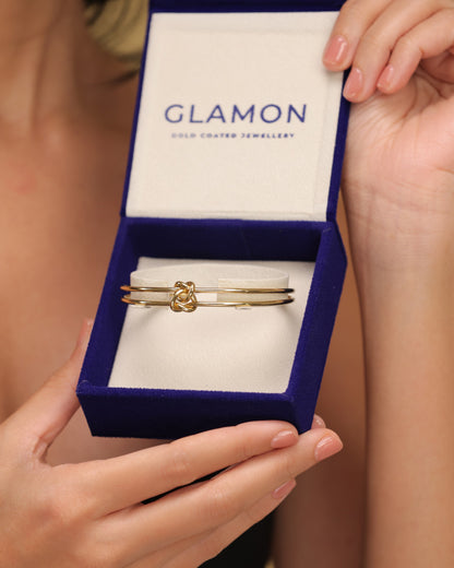 Glamon Eternal Knot Bangle for Women – Gold Coated Luxury Bracelet Gift