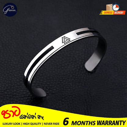 Mens Bangle Vikings Logo Cuff Silver Bracelet For Men 316L Stainless Steel Oval Shape Bangle For Boys Adjustable Mens Bracelet