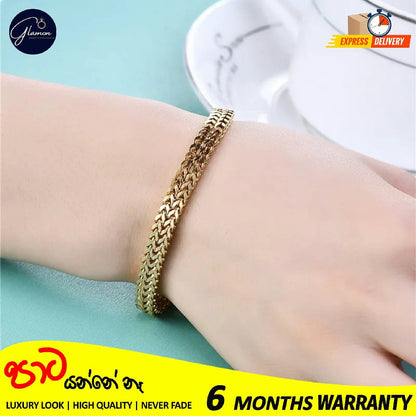 6mm Thick Double Franco Chain Gold Bracelet For Men High Quality Stainless Steel Diamond Cut Bali Foxtail Link Mens Bracelet Boys Gift Items Birthday