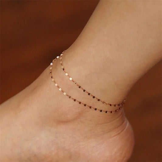 2mm Stainless Steel High Quality Fish Lips Gold Chain anklets for girls Leg Chain Juwellery Beach accessories for girls