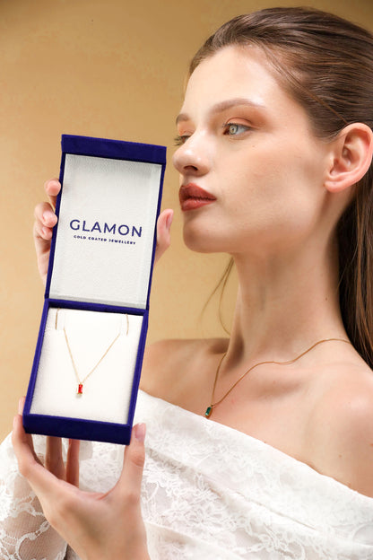 Glamon Minimalist Simple Rectangle Square Zircon Necklace For Girls Birthday Gift
