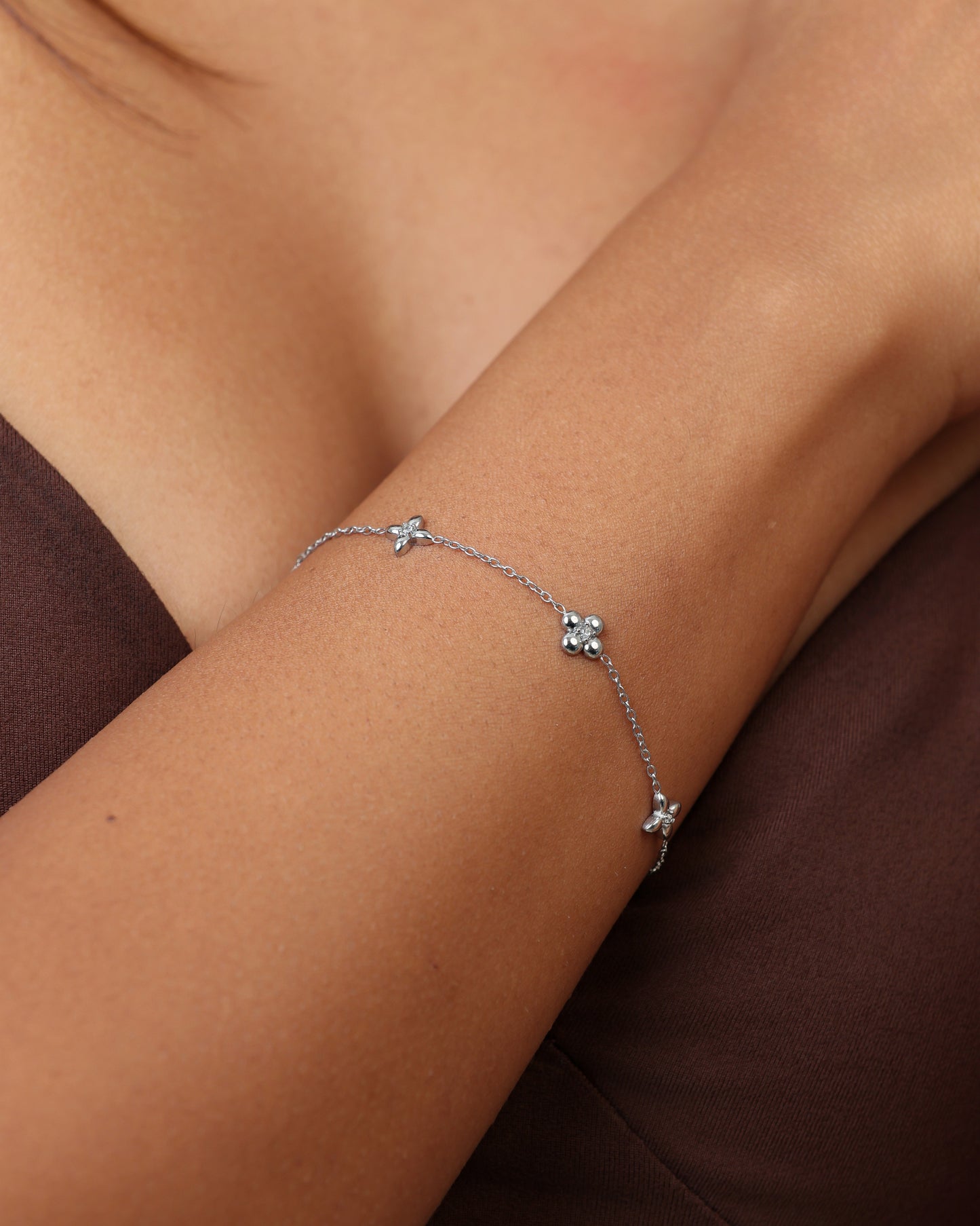 Glamon Soft Blossom Bracelet – 316L Stainless Steel Silver Bracelet for Girls | Waterproof High Quality