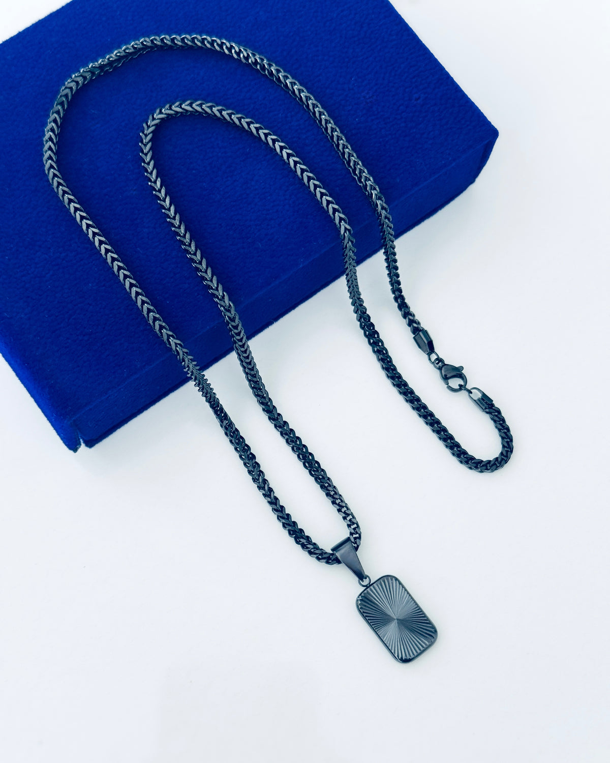 Glamon Solaris Necklace – Black | 3mm Franco Chain for Men
