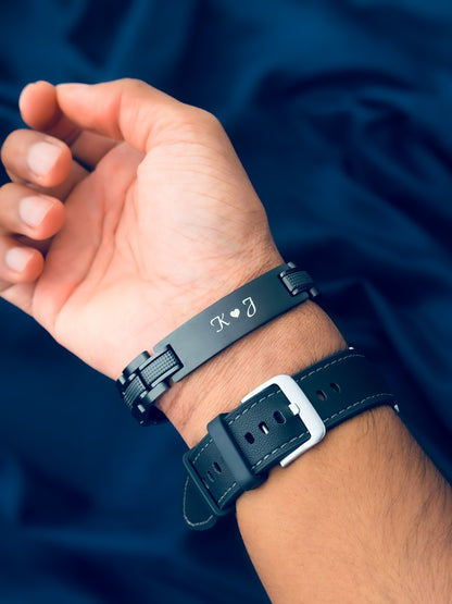 Glamon ZYGMA BLACK EDITION   Name Engraved Bracelet for Men | Premium Luxury Mens Gift