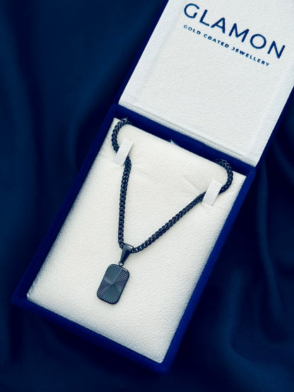 Glamon Solaris Necklace – Black | 3mm Franco Chain for Men
