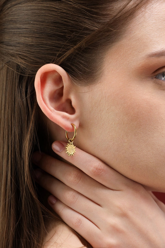 Glamon Luna Sol Earrings – Sun & Moon Gold Coated Hoop Earrings for Women Sri Lanka
