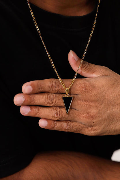 Glamon Shadow Point Necklace – Luxury Gold Pendant Necklace for Men | Premium 316L Stainless Steel | Waterproof Franco Box Chain