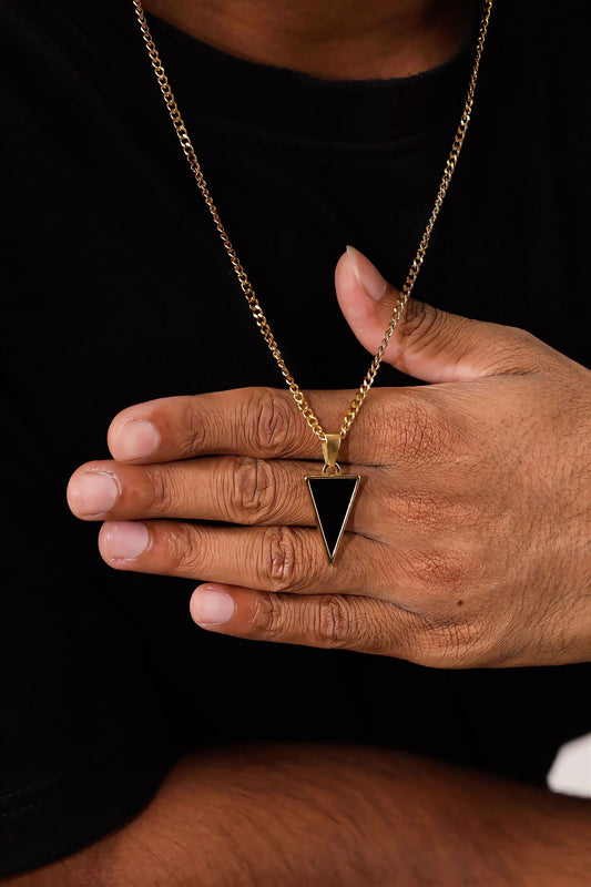 Glamon Shadow Point Necklace – Luxury Gold Pendant Necklace for Men | Premium 316L Stainless Steel | Waterproof Franco Box Chain