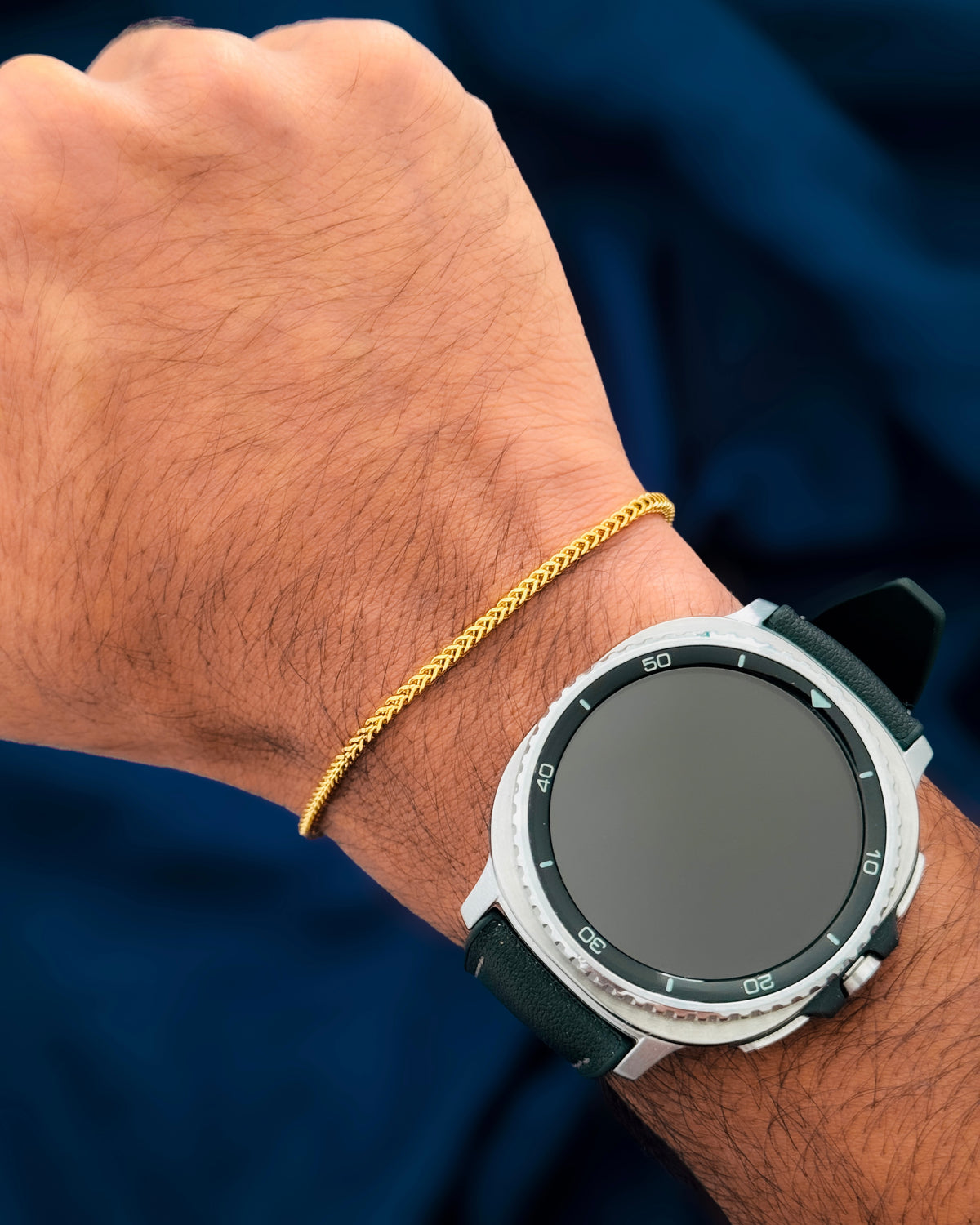 Glamon Signature 2mm Diamond-Cut Franco Bracelet | Unisex Gold-Coated Stainless Steel Waterproof Bracelet