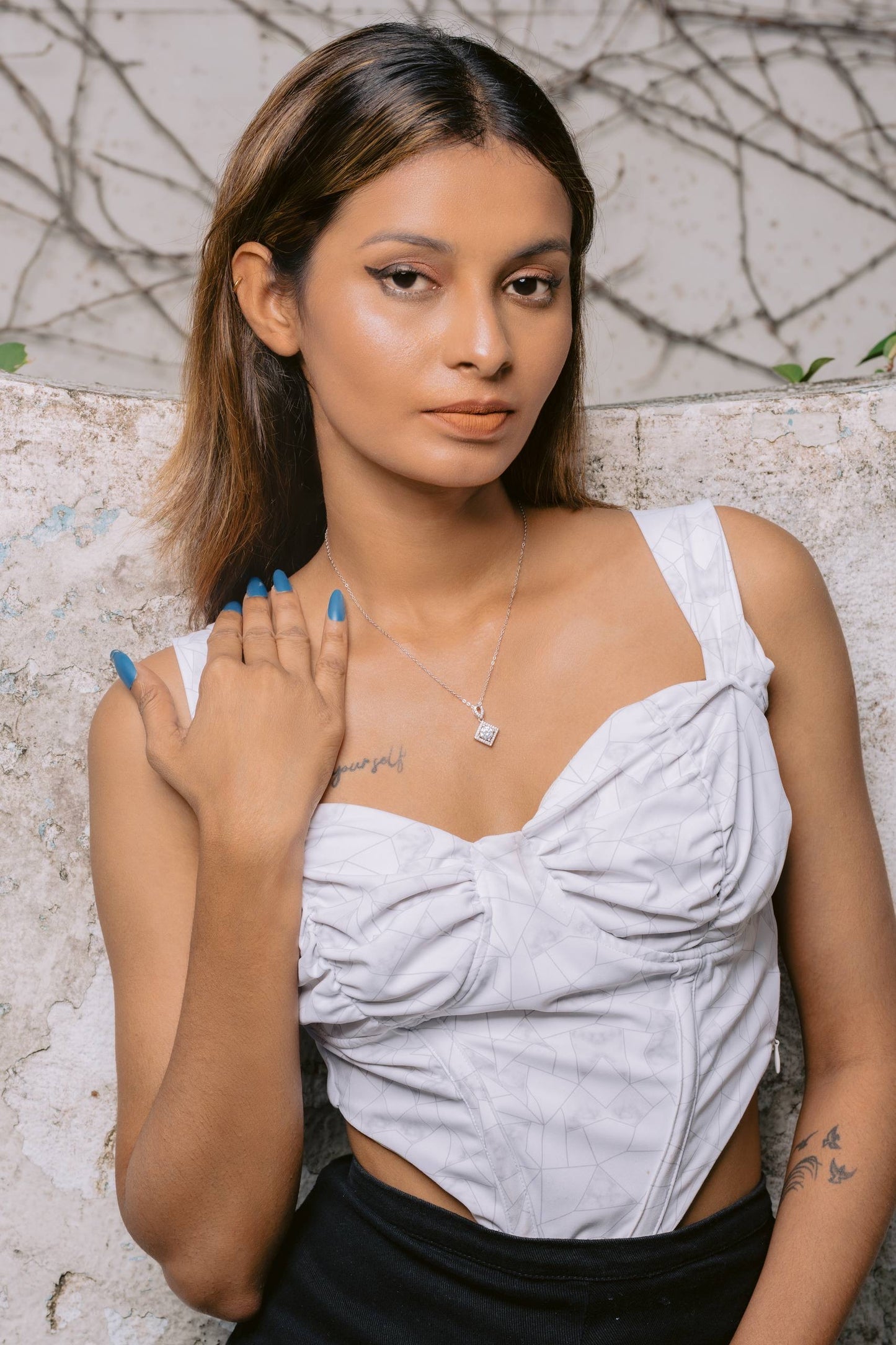 Glamon Aurora Square Pendant Necklace – 925 Pure Silver