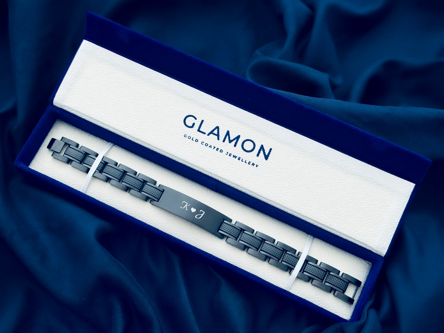 Glamon ZYGMA BLACK EDITION   Name Engraved Bracelet for Men | Premium Luxury Mens Gift