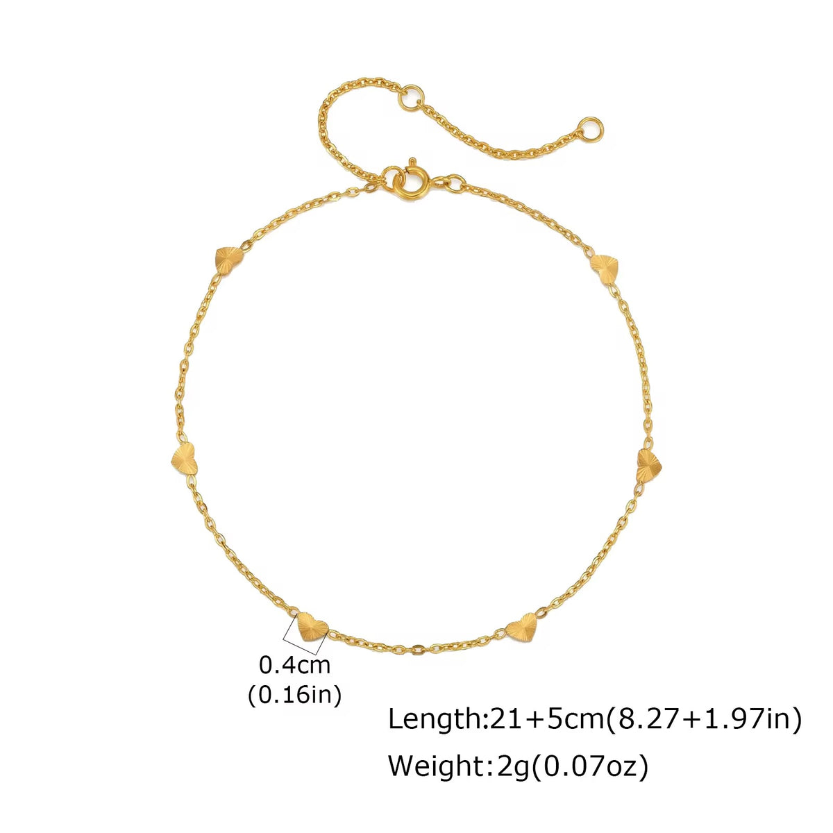 Glamon Golden Love Anklet – Waterproof Heart Chain Ankle Bracelet for Her