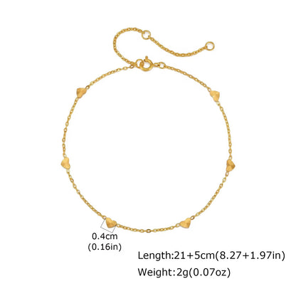 Glamon Golden Love Anklet – Waterproof Heart Chain Ankle Bracelet for Her