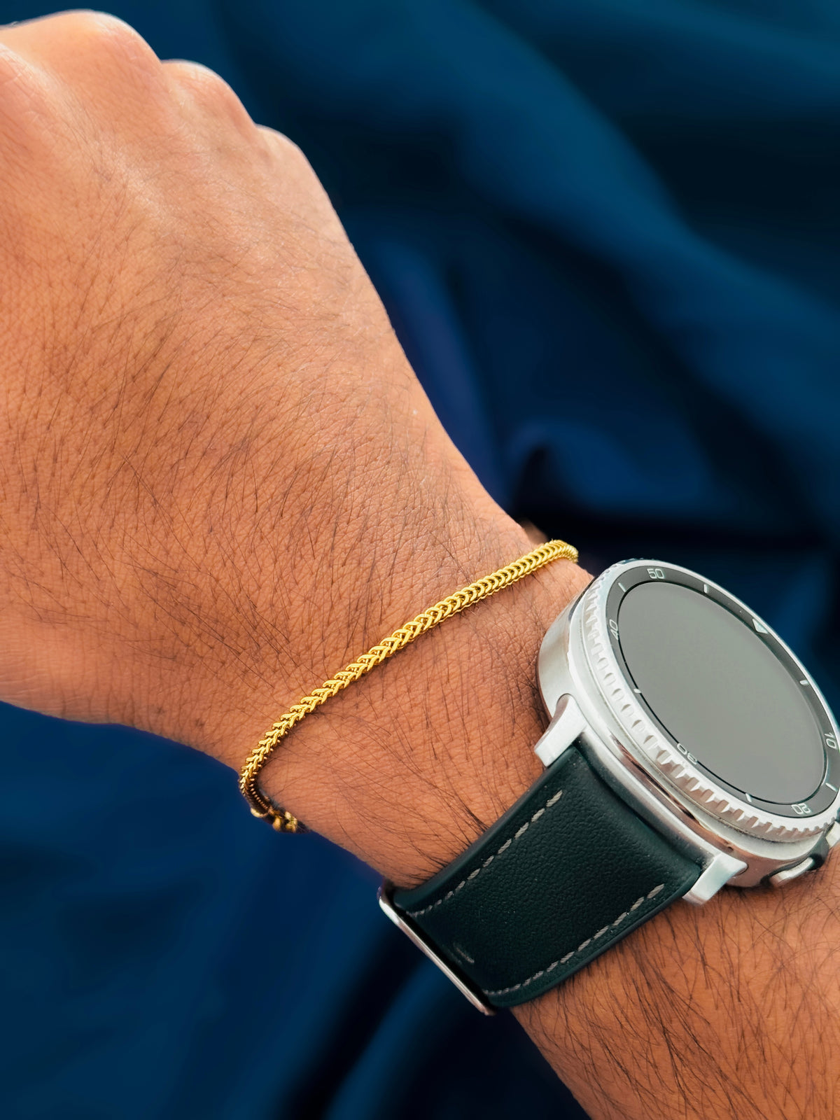 Glamon Signature 2mm Diamond-Cut Franco Bracelet | Unisex Gold-Coated Stainless Steel Waterproof Bracelet