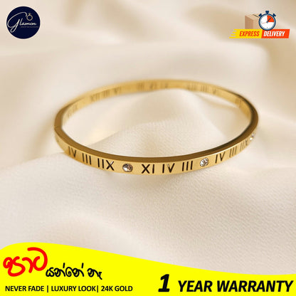 Luxury Roman Numerals Bracelet For Girls High Quality Elegant Bangle For Women Gold Jewellery Stainless Steel Cartier Bangles For Girls Wedding Beslet For Girls CZ Rhinestone Bracelets & Bangles For Women Gifts For Girlfriend