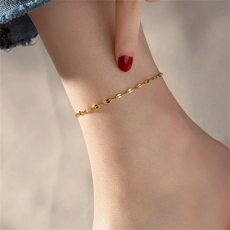 2mm Stainless Steel High Quality Fish Lips Gold Chain anklets for girls Leg Chain Juwellery Beach accessories for girls