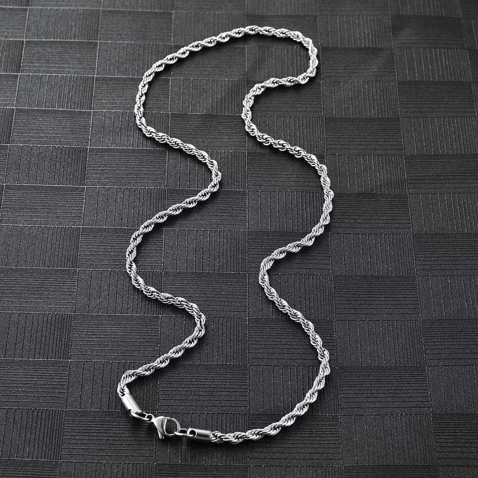 3mm-5mm Rope Chain Necklace Stainless Steel Never Fade Waterproof Men Women Necklaces