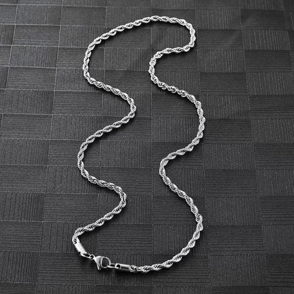 3mm-5mm Rope Chain Necklace Stainless Steel Never Fade Waterproof Men Women Necklaces