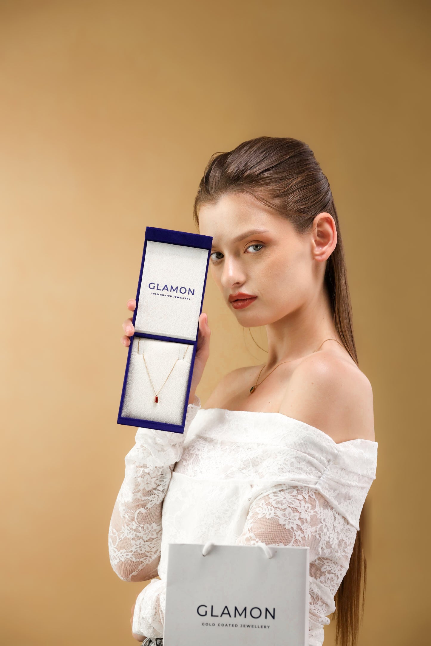 Glamon Minimalist Simple Rectangle Square Zircon Necklace For Girls Birthday Gift