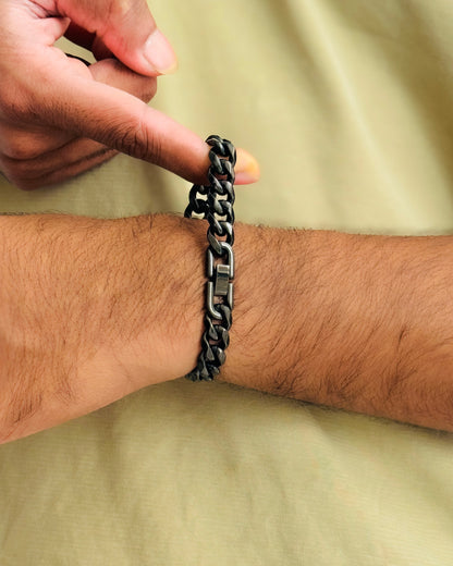 Glamon 8mm Black Cuban Link Bracelet for Men – Premium 316L Stainless Steel Waterproof Luxury Men’s Bracelet | Gift for Boyfriend