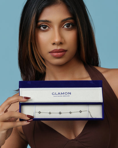 Glamon Soft Blossom Bracelet – 316L Stainless Steel Silver Bracelet for Girls | Waterproof High Quality