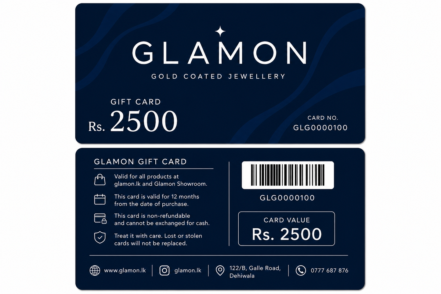 Glamon Gift Card Rs. 2,500 | Premium Jewellery Gift Voucher Sri Lanka