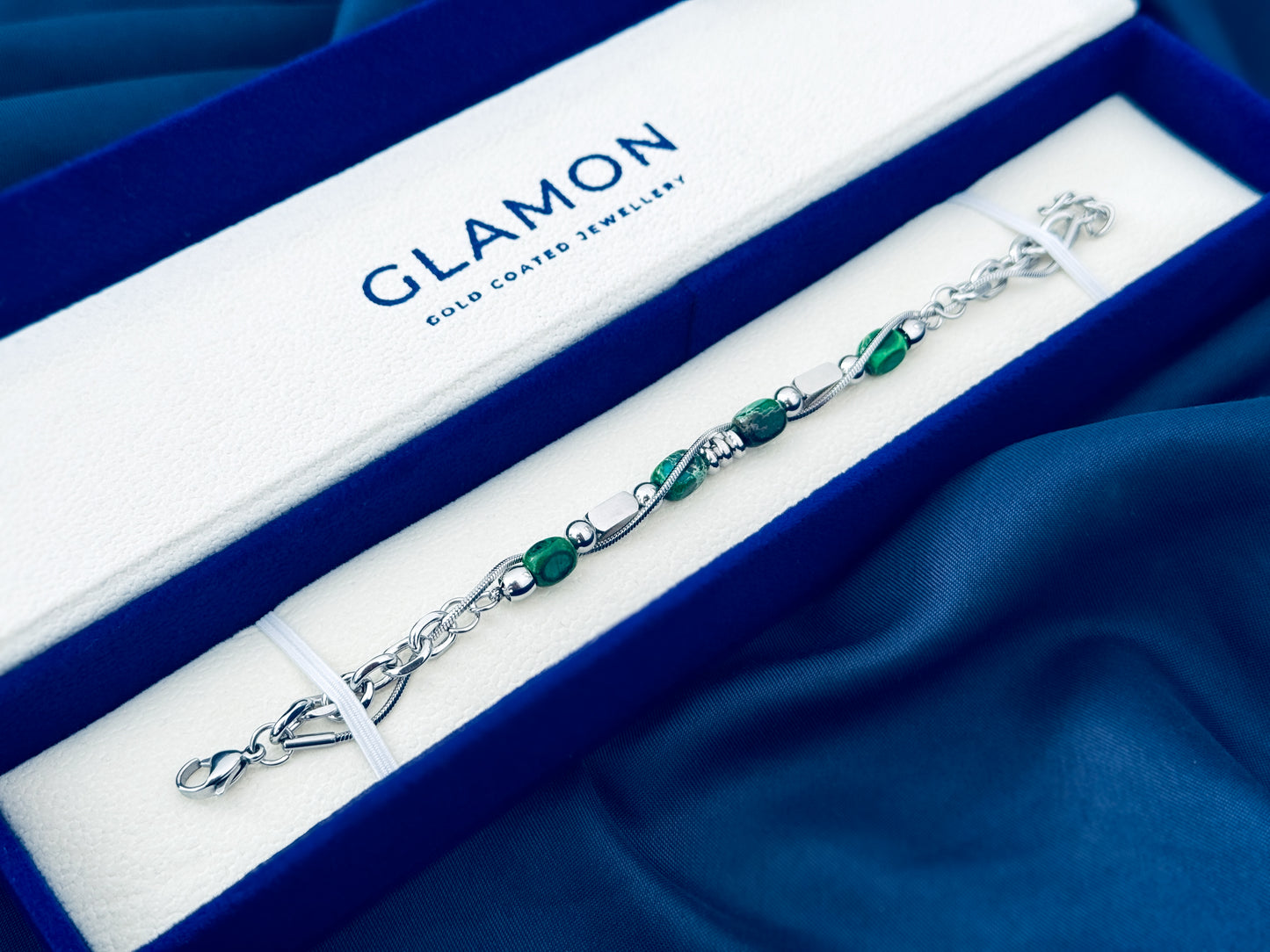 Glamon TerraBox Green Jasper Stone Bracelet – Durable Stainless Steel Luxury Men’s Bracelet