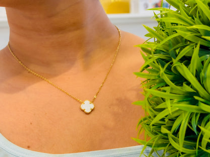 Glamon Lucky Leaf Necklace for Girls - Gold Plated, Waterproof Stainless Steel Jewelry