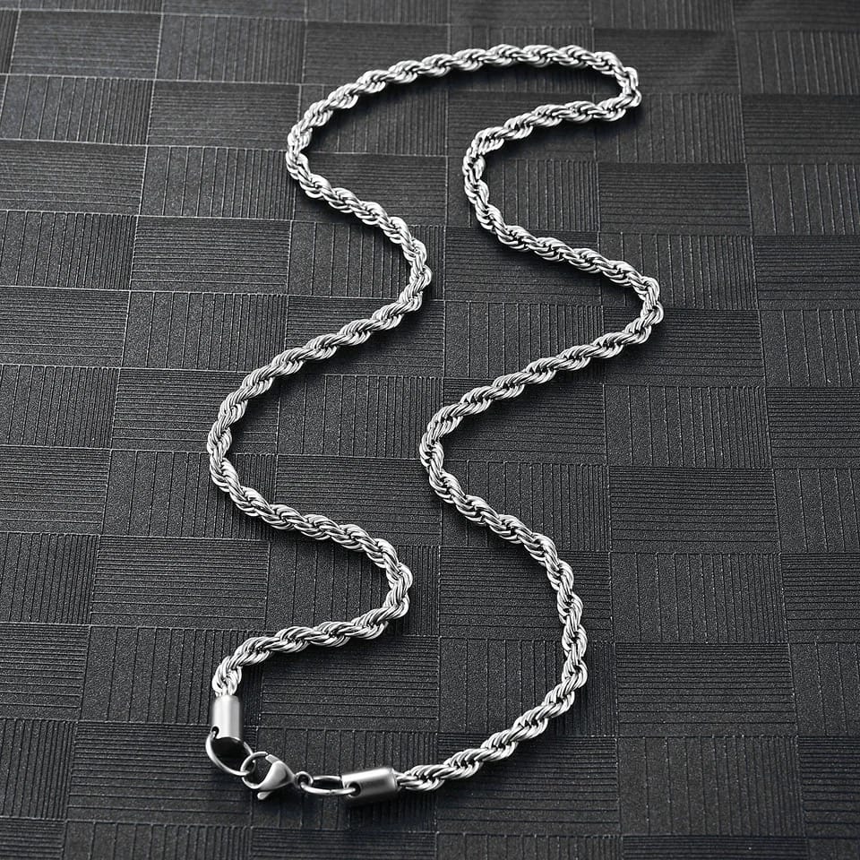 3mm-5mm Rope Chain Necklace Stainless Steel Never Fade Waterproof Men Women Necklaces