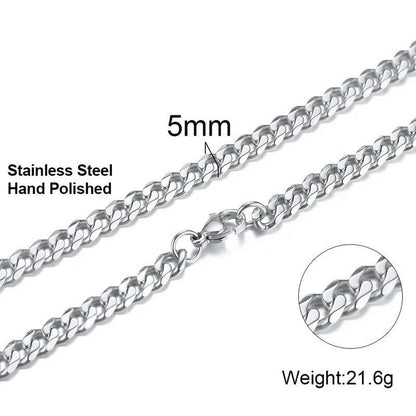 Stainless Steel Cuban Link Necklace For Men Women High Quality Waterproof Necklace