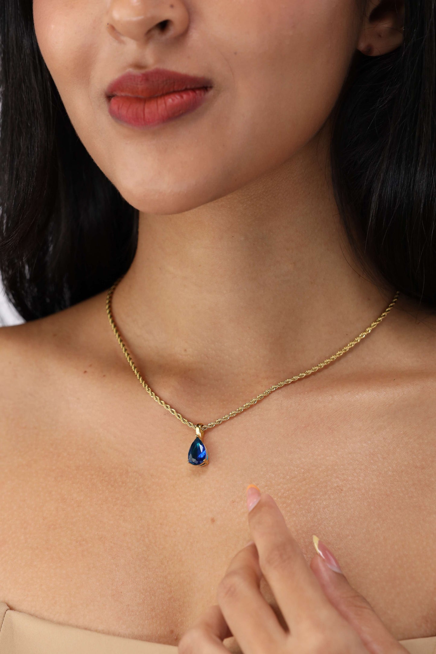 Elegant Birthstone Necklace Gold Coated – Rope Chain Jewelry Gift for Her Sri Lanka